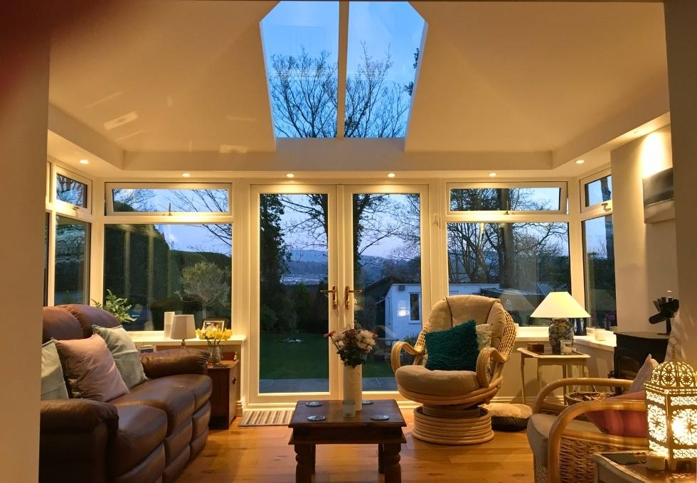 Warm and stylish conservatory roof replacement in Newport interior.